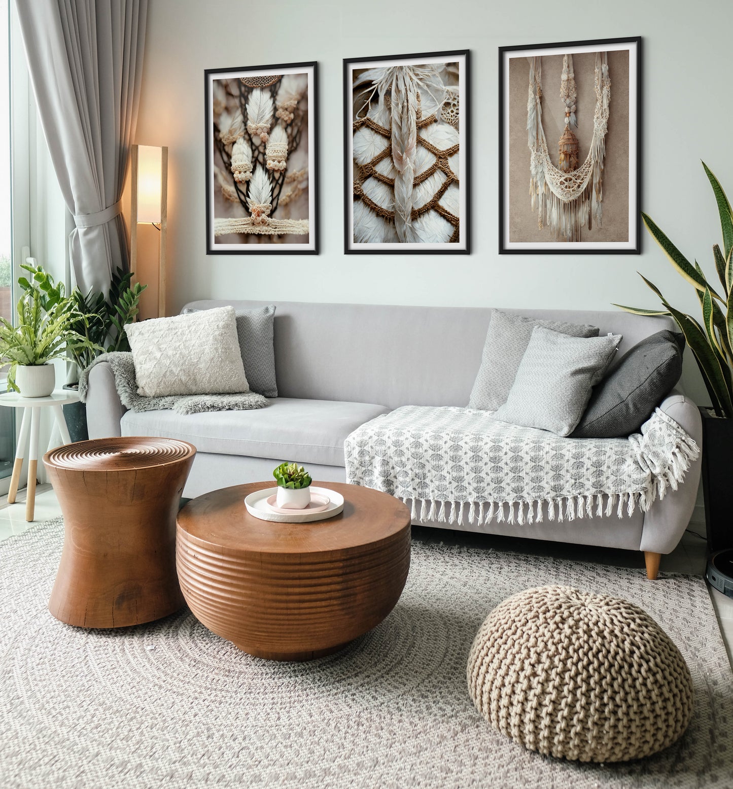 Graphic cult macrame wall hanging boho decorative poster set