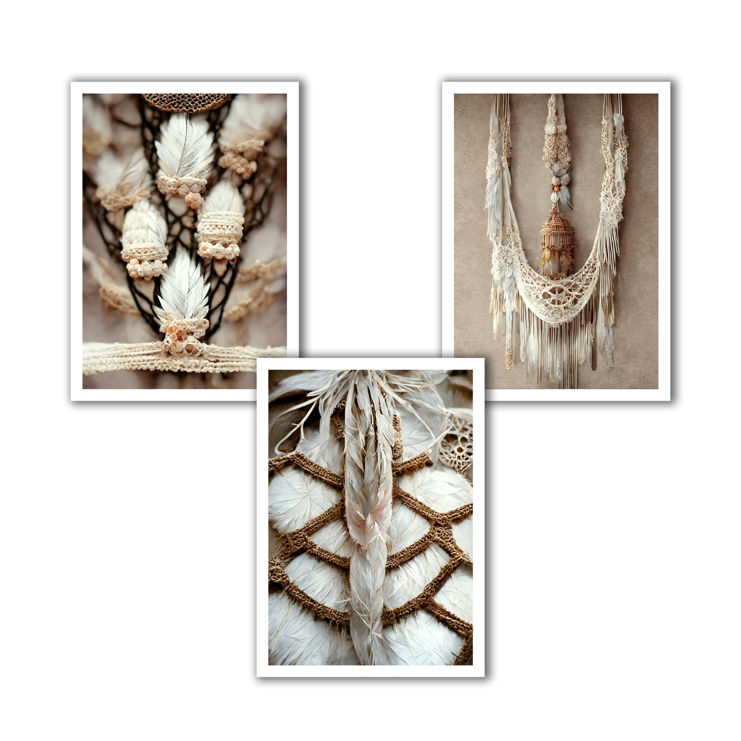 Graphic cult macrame wall hanging boho decorative poster set