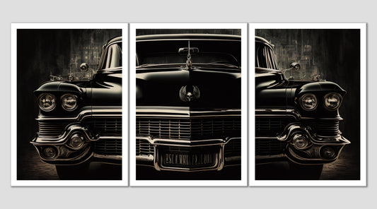 Graphic cult 50 x 70 cm vintage car aesthetic room decoration poster set - without picture frame