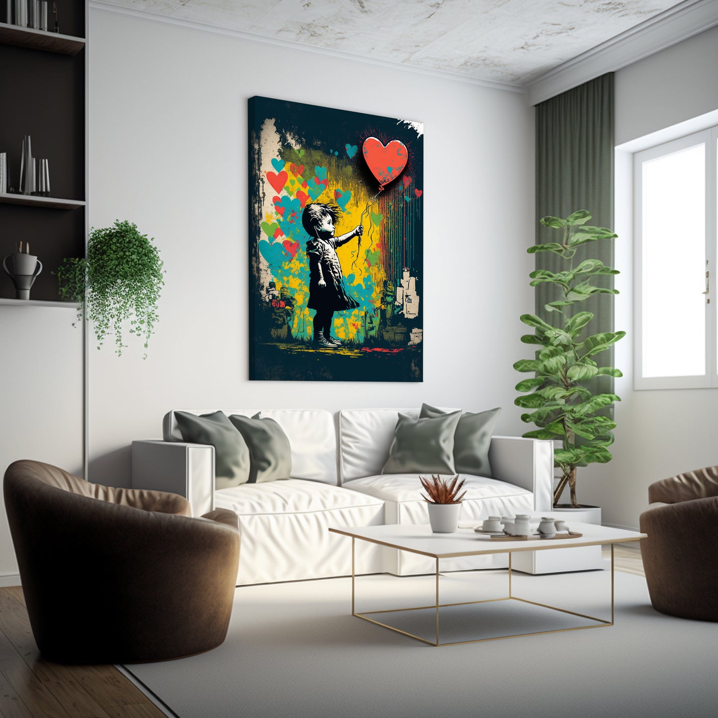 Graffiti Street Art canvas painting XXL for living room or bedroom in Banksy style