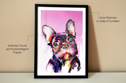 Grafikkult® Französische Bulldogge Deko Poster | Wandbilder als Kunstdruck | Für Wohnzimmer oder Schlafzimmer | Poster ohne Bilderrahmen