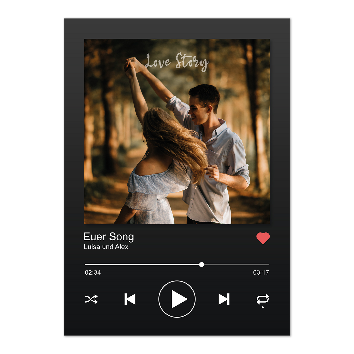 Personalized song poster as PDF for download in DIN A3 format